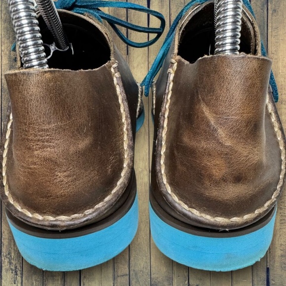 Sperry Top Sider Mens 8 M Dark Brown Leather Oxfords Blue Laces, Soles - Picture 4 of 9